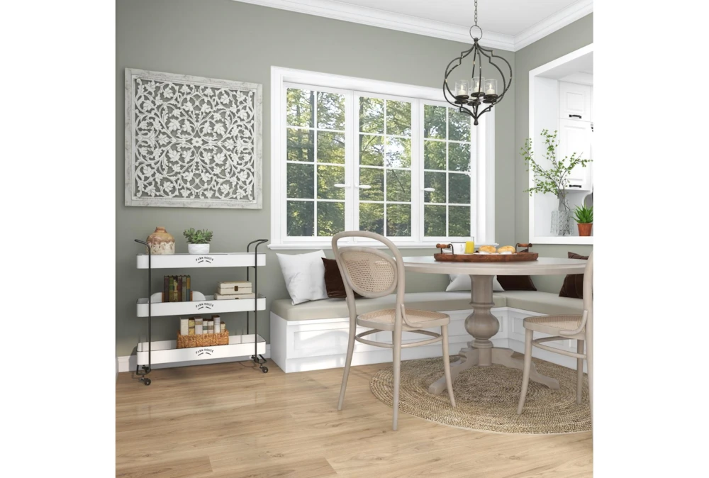 Rectangular White Iron 3 Tier Farmhouse Rolling Storage Cart 7 Rectangular White Iron 3 Tier Farmhouse Rolling Storage Cart - Image 7