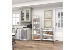 Rectangular White Iron 3 Tier Farmhouse Rolling Storage Cart 29 Rectangular White Iron 3 Tier Farmhouse Rolling Storage Cart -Home Furniture 276491 white metal bar cart room 94