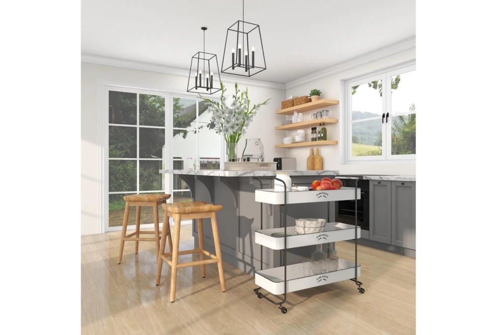 Rectangular White Iron 3 Tier Farmhouse Rolling Storage Cart 15 Rectangular White Iron 3 Tier Farmhouse Rolling Storage Cart - Image 15