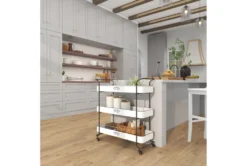 Rectangular White Iron 3 Tier Farmhouse Rolling Storage Cart 31 Rectangular White Iron 3 Tier Farmhouse Rolling Storage Cart -Home Furniture 276491 white metal bar cart room 96