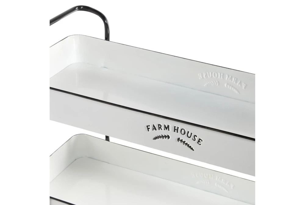 Rectangular White Iron 3 Tier Farmhouse Rolling Storage Cart 3 Rectangular White Iron 3 Tier Farmhouse Rolling Storage Cart - Image 3