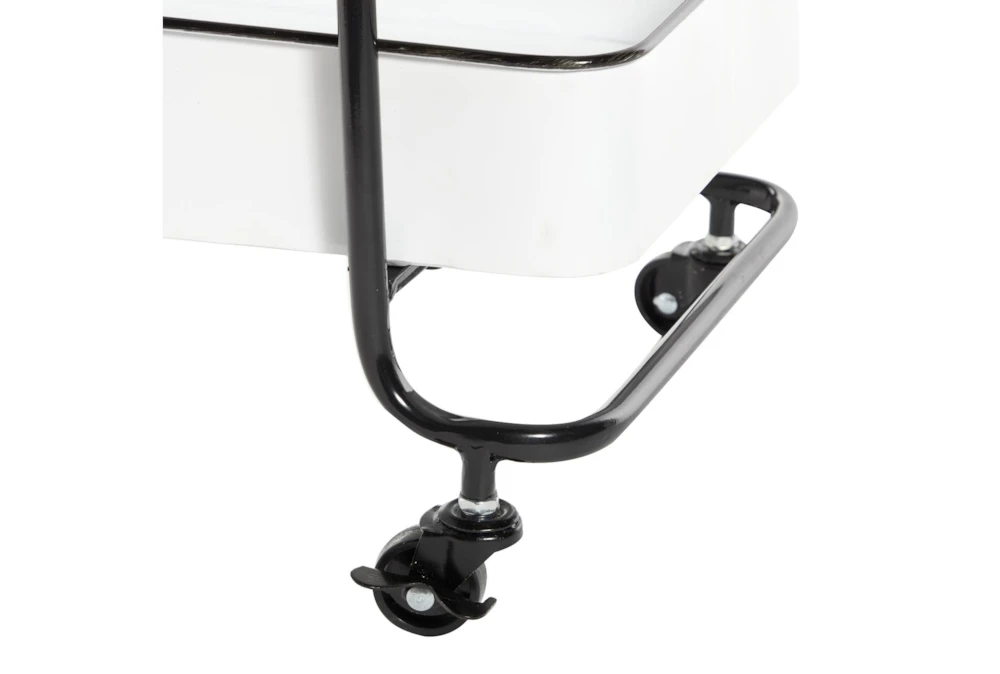 Rectangular White Iron 3 Tier Farmhouse Rolling Storage Cart 4 Rectangular White Iron 3 Tier Farmhouse Rolling Storage Cart - Image 4