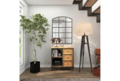 31" Metal + Wood Arched Front Cabinet -Home Furniture 276495 brown wood cabinet room 86