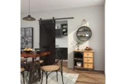 31" Metal + Wood Arched Front Cabinet -Home Furniture 276495 brown wood cabinet room 87