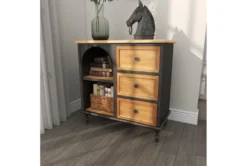 31" Metal + Wood Arched Front Cabinet -Home Furniture 276495 brown wood cabinet room 88