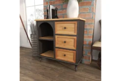 31" Metal + Wood Arched Front Cabinet -Home Furniture 276495 brown wood cabinet room 89