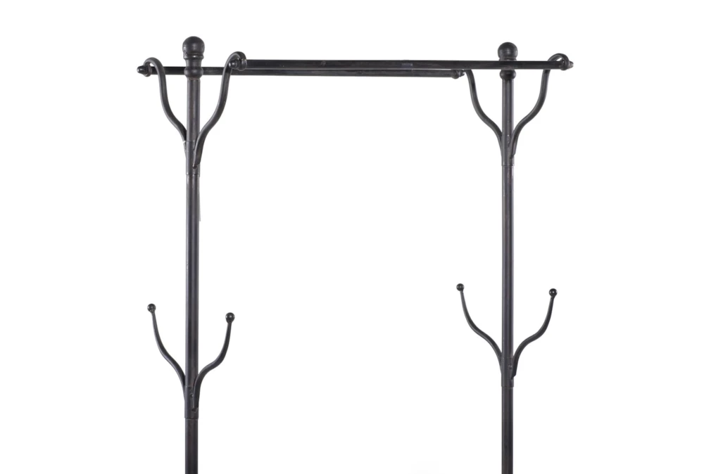 72" Black Metal + Wood Coat Rack With Shelves 7 72" Black Metal + Wood Coat Rack With Shelves - Image 7