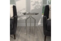 25" Silver Modern Tripod Round Accent Table -Home Furniture 276513 silver multi media accent table room 882