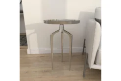 25" Silver Modern Tripod Round Accent Table -Home Furniture 276513 silver multi media accent table room 892