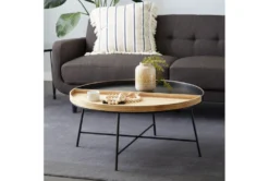 Metal And Wood Tray Round Coffee Table -Home Furniture 276529 black multi media coffee table room 89