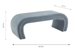 Isla Sea Blue Velvet Bench -Home Furniture 276598 blue fabric bench detail 45