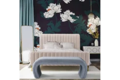 Isla Sea Blue Velvet Bench -Home Furniture 276598 blue fabric bench room 85