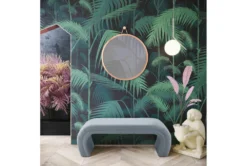 Isla Sea Blue Velvet Bench -Home Furniture 276598 blue fabric bench room 86