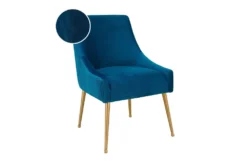 Rosalind Pleated Back Navy Velvet Dining Chair -Home Furniture 276744 blue fabric accent chair detail 45