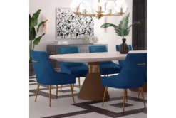 Rosalind Pleated Back Navy Velvet Dining Chair -Home Furniture 276744 blue fabric accent chair room 85