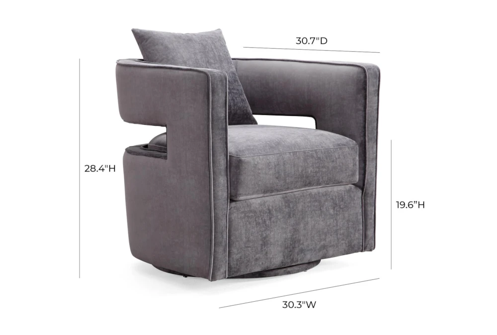 Emma Grey Velvet Swivel Accent Chair 5 Emma Grey Velvet Swivel Accent Chair - Image 5