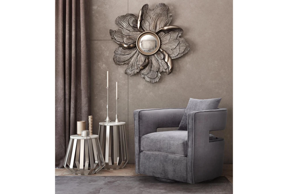 Emma Grey Velvet Swivel Accent Chair 7 Emma Grey Velvet Swivel Accent Chair - Image 7