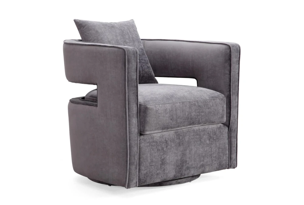Emma Grey Velvet Swivel Accent Chair 2 Emma Grey Velvet Swivel Accent Chair - Image 2