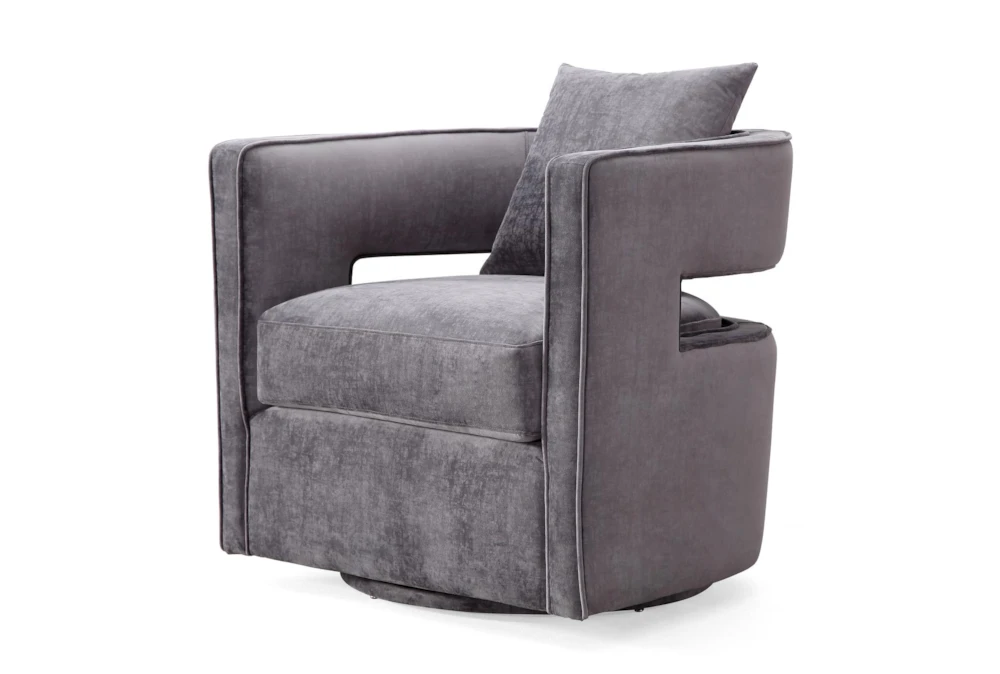 Emma Grey Velvet Swivel Accent Chair 4 Emma Grey Velvet Swivel Accent Chair - Image 4