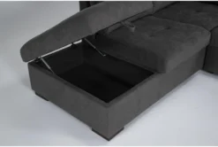 Flinn 103" 2 Piece Convertible Sleeper Sectional With Left Arm Facing Storage Chaise -Home Furniture 277165 grey fabric sectional detail 45