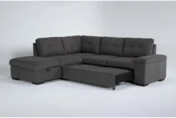 Flinn 103" 2 Piece Convertible Sleeper Sectional With Left Arm Facing Storage Chaise -Home Furniture 277165 grey fabric sectional side 20