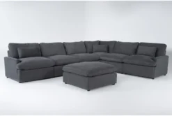 Jolene Dark Grey 158" 6 Piece Power Reclining Modular Sectional With 3 Power Recliner, Ottoman & USB