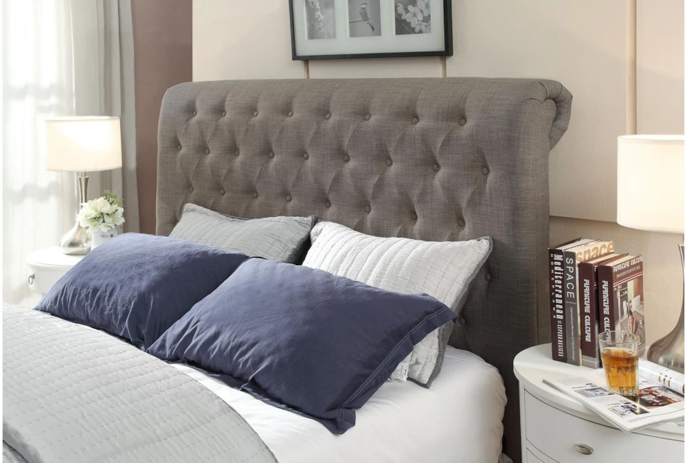 Upholstered Grey Tufted Queen Platform Bed 5 Upholstered Grey Tufted Queen Platform Bed - Image 5