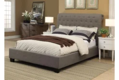 Upholstered Grey Tufted King Platform Bed 11 Upholstered Grey Tufted King Platform Bed -Home Furniture 277884 grey fabric bed room 85