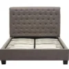Upholstered Grey Tufted King Platform Bed