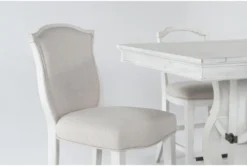 Martin 66" Counter With Wood Back And Upholstered Counter Stools Set For 6 -Home Furniture 278730 white wood counter height set detail 442