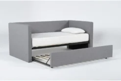 Emmerson II Grey Upholstered Twin Daybed With Trundle -Home Furniture 281496 grey fabric daybed side 19
