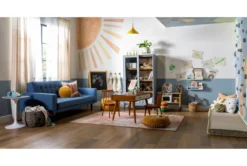 Petula II Blue 85" Convertible Sofa Bed -Home Furniture 282576 blue fabric sofa room 59