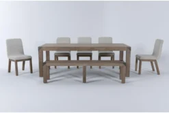 Luis 72-90" Extension Dining With Upholstered Chairs And Bench Set For 6