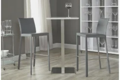 Rascoe Matte White 24" Bar Table With Brushed Stainless Steel Base -Home Furniture 282808 white mdf bistropub table detail 46