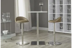 Rascoe Matte White 24" Bar Table With Brushed Stainless Steel Base -Home Furniture 282808 white mdf bistropub table detail 48