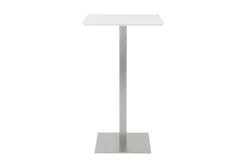 Rascoe Matte White 24" Bar Table With Brushed Stainless Steel Base