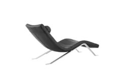 Zangari Black Chaise Lounge With Silver Base -Home Furniture 282829 black leather chaise detail 45