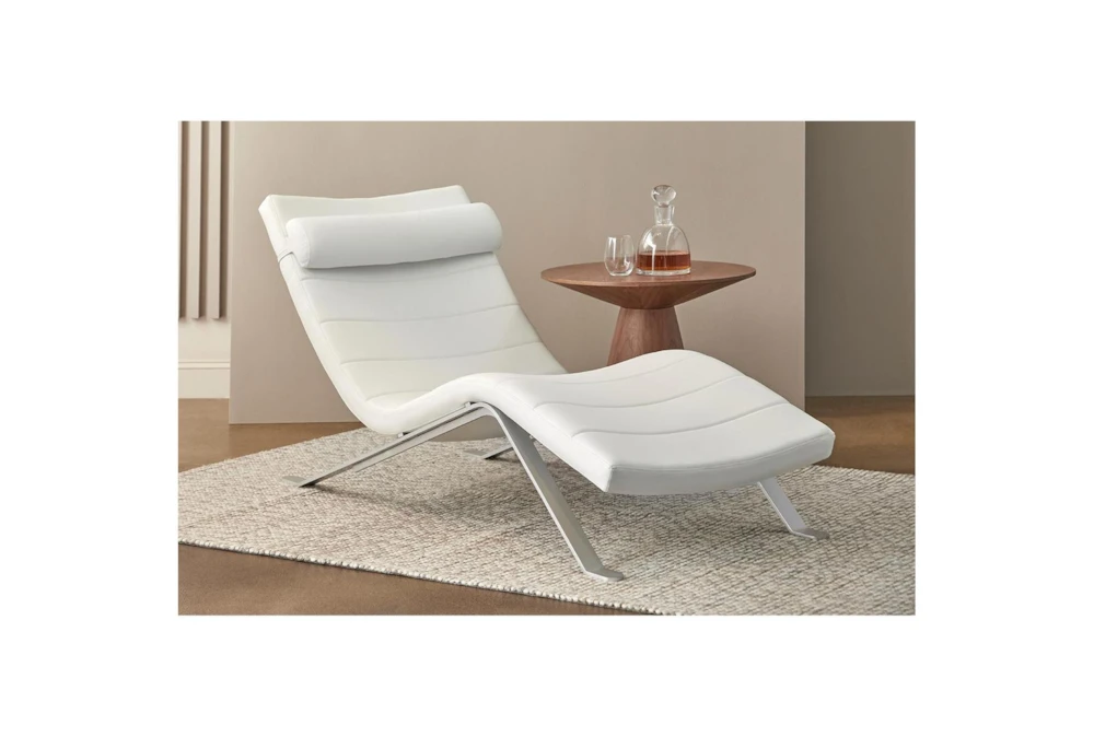 Zangari White Chaise Lounge With Silver Base 5 Zangari White Chaise Lounge With Silver Base - Image 5