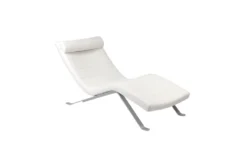 Zangari White Chaise Lounge With Silver Base