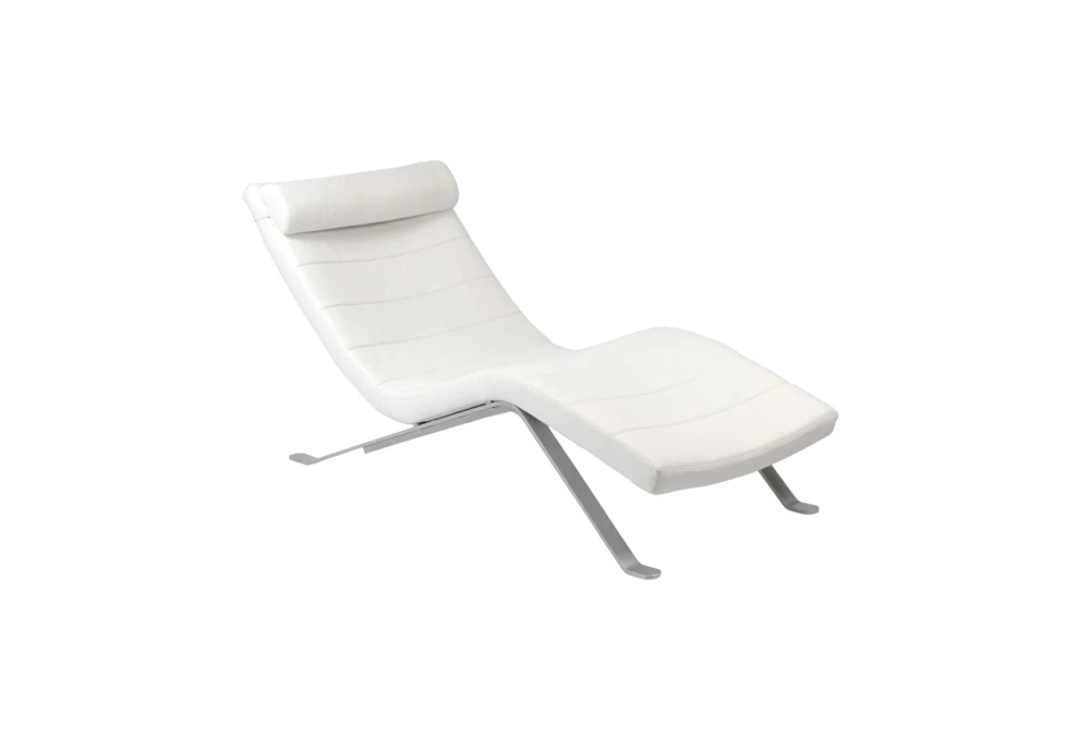 Zangari White Chaise Lounge With Silver Base 1 Zangari White Chaise Lounge With Silver Base