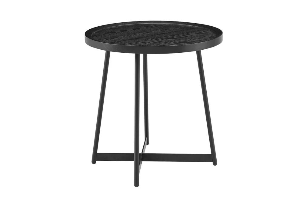 Weldon Black Ash Round End Table With Black Base 2 Weldon Black Ash Round End Table With Black Base - Image 2