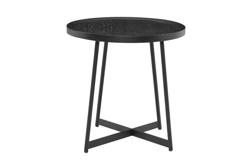 Weldon Black Ash Round End Table With Black Base 3 Weldon Black Ash Round End Table With Black Base - Image 3
