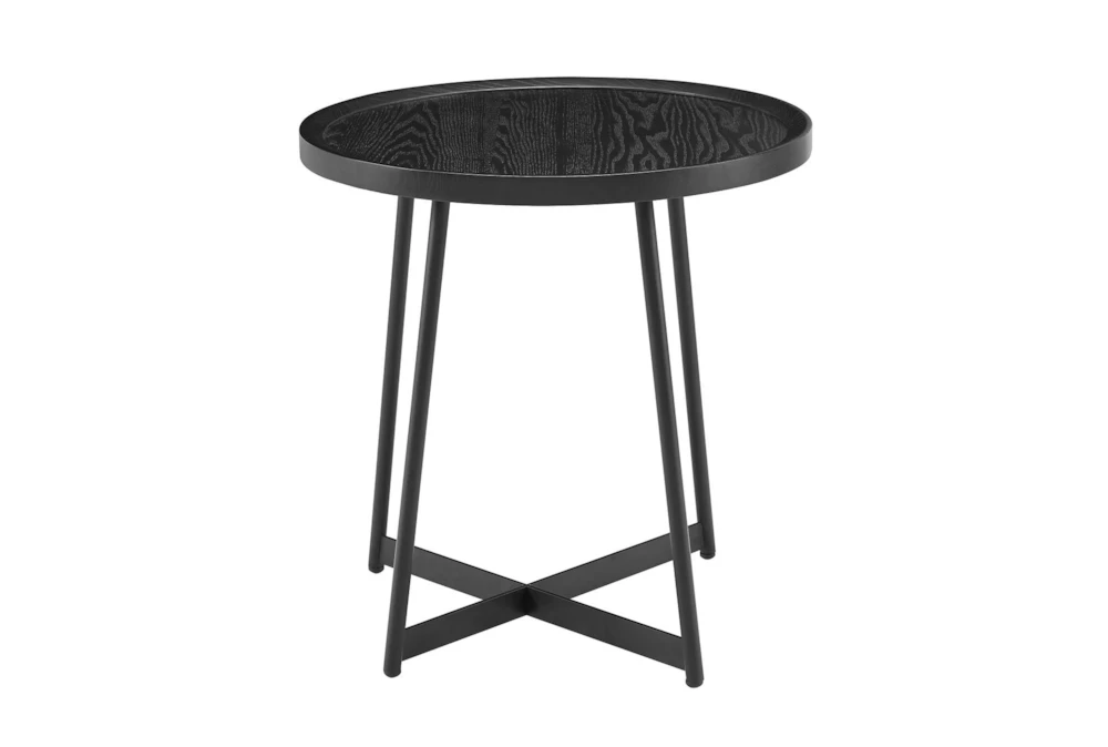 Weldon Black Ash Round End Table With Black Base 1 Weldon Black Ash Round End Table With Black Base