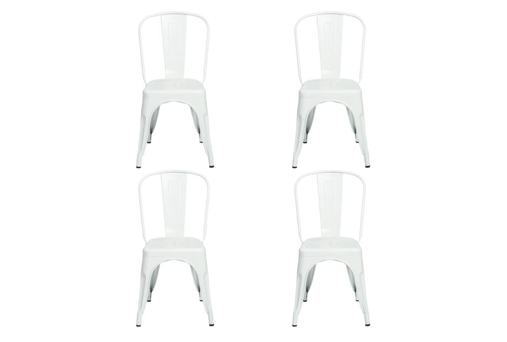 Wates Matte White Stacking Metal Cafe Chair Set Of 4 2 Wates Matte White Stacking Metal Cafe Chair Set Of 4 - Image 2