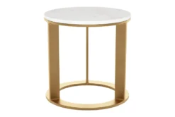 Marble & Circular Gold Base Side Table -Home Furniture 283841 white metal accent table detail 45