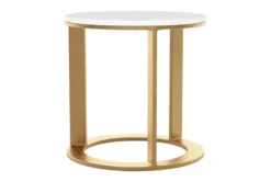Marble & Circular Gold Base Side Table -Home Furniture 283841 white metal accent table detail 47