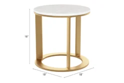 Marble & Circular Gold Base Side Table -Home Furniture 283841 white metal accent table detail 52