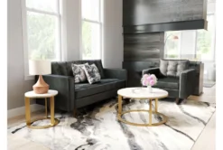 Marble & Circular Gold Base Side Table -Home Furniture 283841 white metal accent table room 86