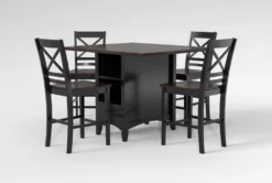 Kennedy Black 48" Counter With X Back Stools Set For 4 -Home Furniture 284216 black wood counter height set side 19