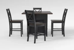 Kennedy Black 48" Counter With X Back Stools Set For 4 -Home Furniture 284216 black wood counter height set side 20